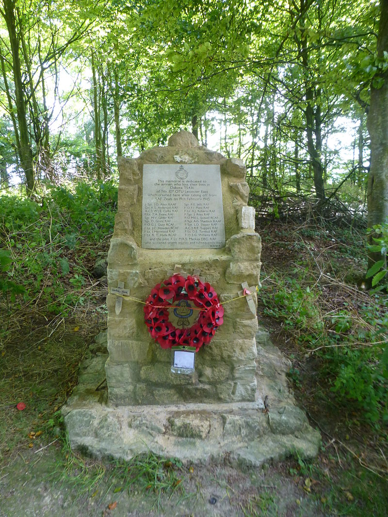 Beech_Clump_Accident_Memorial Memorial at the crash site of Dakota III TS436, crashed 19 February 1945